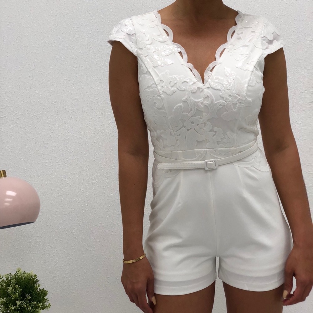 White sequin Romper